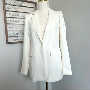 NWT Intempo White/Ivory Suit Jacket Button Front Lined Machine Washable Size XS